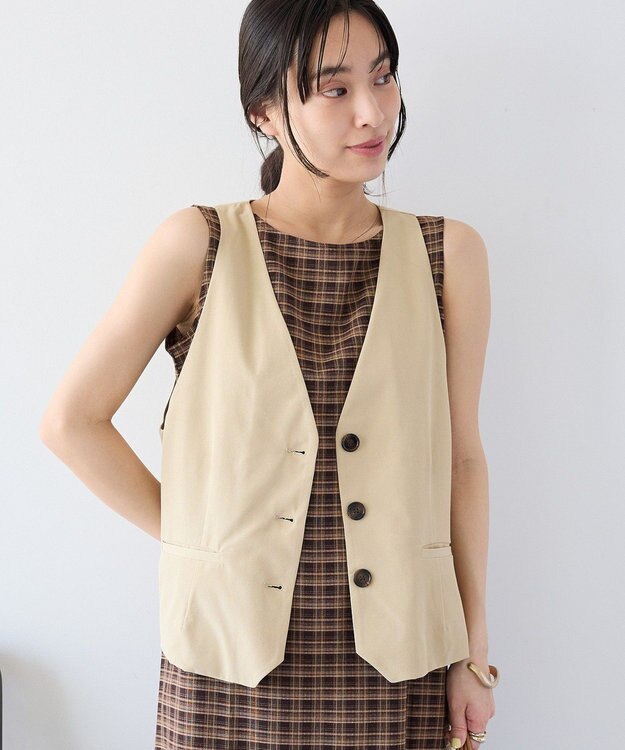 CRAFT STANDARD BOUTIQUE バックスリットショートベスト Beige
