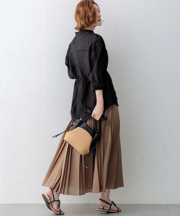 23区 【先行予約】リネンミックスシアースラブ ミリタリージャケット ブラック系