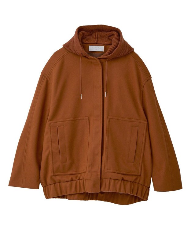 Green Parks ニットフード付きウーリーブルゾン Camel