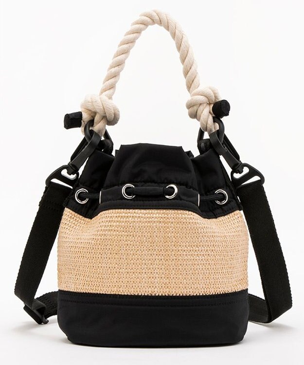 LeSportsac RAFFIA MINI BUCKET/ブラックラフィア ブラックラフィア