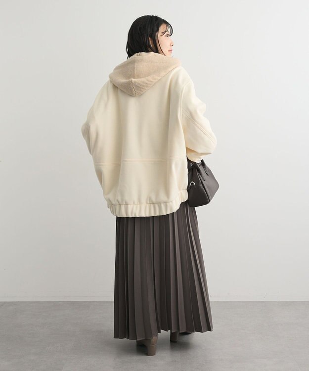 Green Parks ニットフード付きウーリーブルゾン Off White