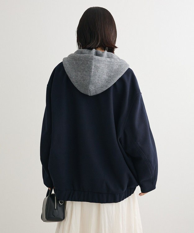 Green Parks ニットフード付きウーリーブルゾン Dark Navy