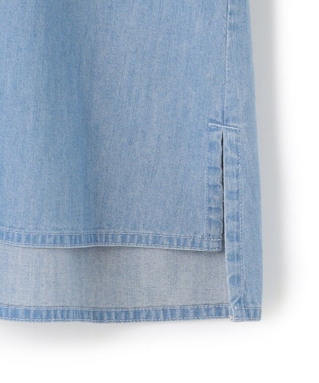 23区 【洗える】ライトダンガリー サマー スキッパーブラウス スカイブルー