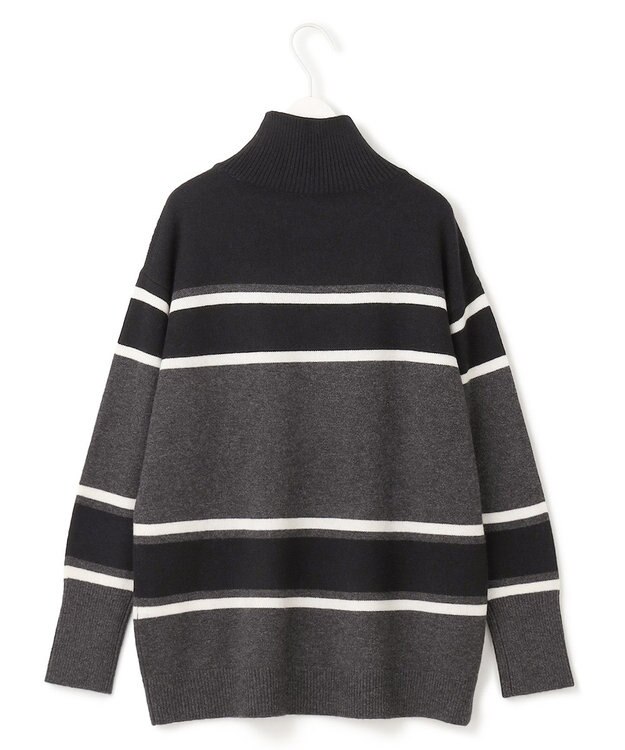 ICB 【洗える】 ソフトカシミヤミックス ハイネック柄ニット グレー系1