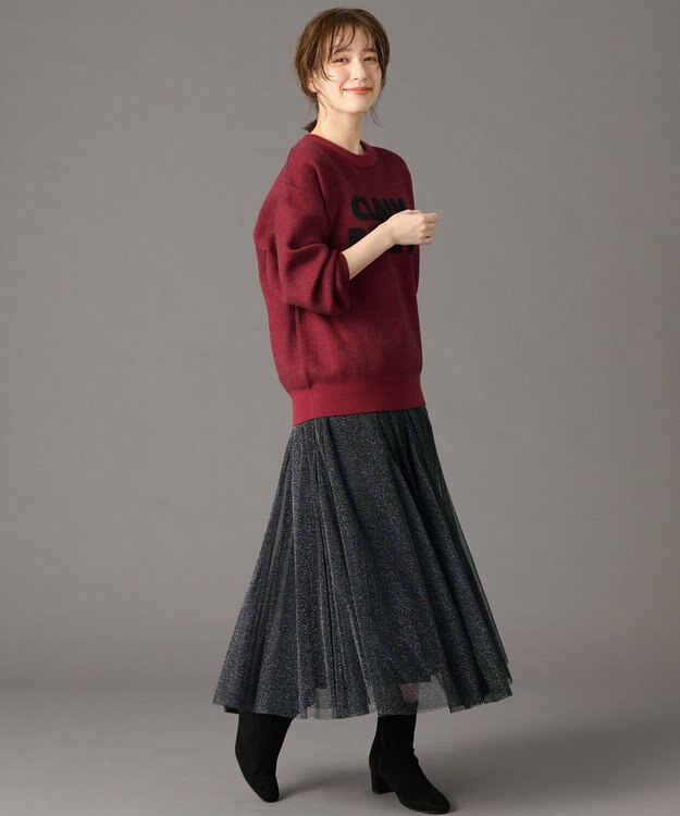 ANY 【ウエストゴム】ラメチュールキラキラスカート シルバー