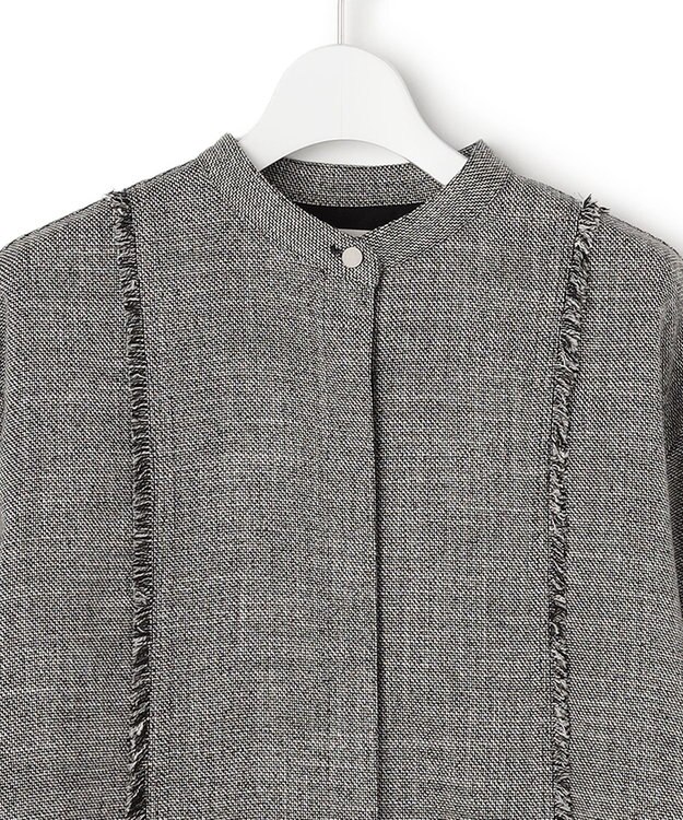 ICB L ライトスラブツイード シャツジャケット ブラック×オフホワイトミックス