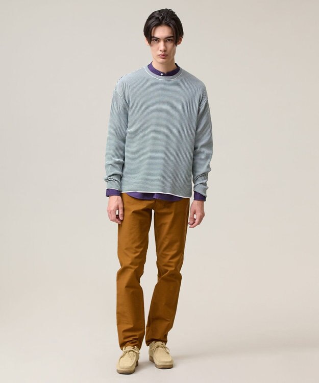 J.PRESS MEN 【Tシャツ感覚で着られる新感覚ニット】ボーダーニット ロングスリーブＴシャツ グリーン系1