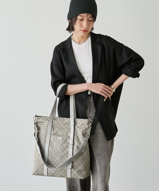 russet アシンメトリーハンドルトートバッグ(SF-237) N.Gray