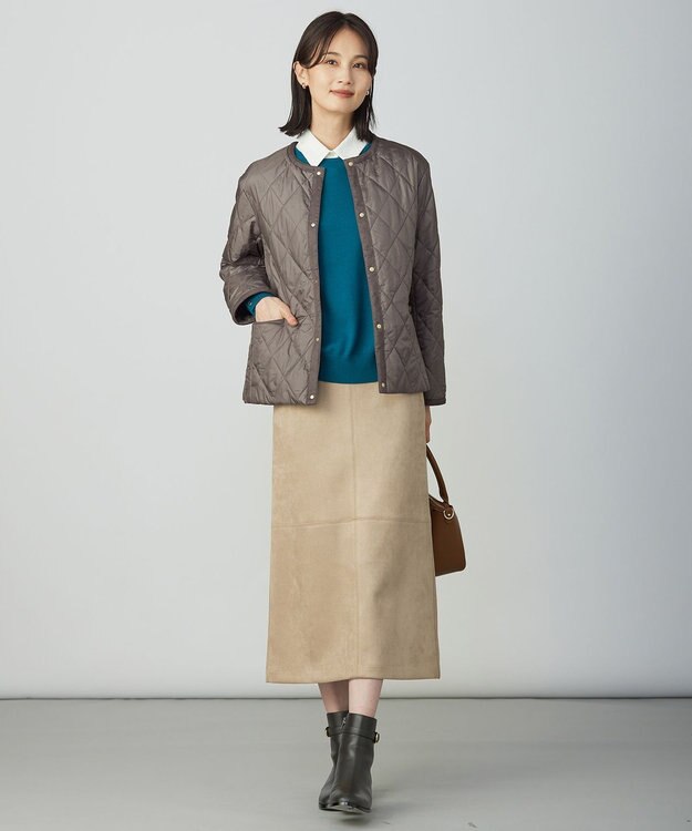 J.PRESS LADIES S スエードダンボール スカート ベージュ系