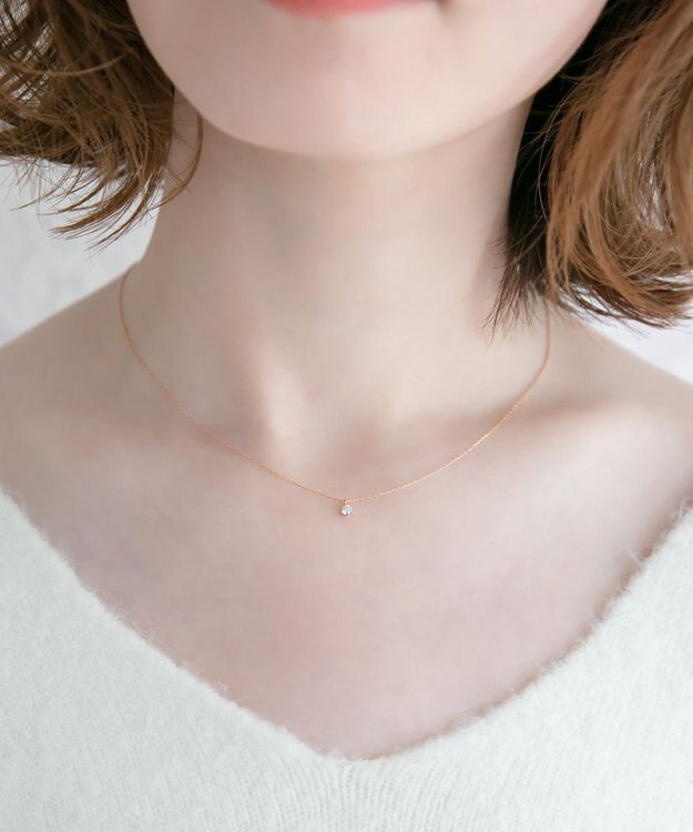 Phoebe 【K10RG】グラインダイヤモンドネックレス/全長:40cm ローズゴールド