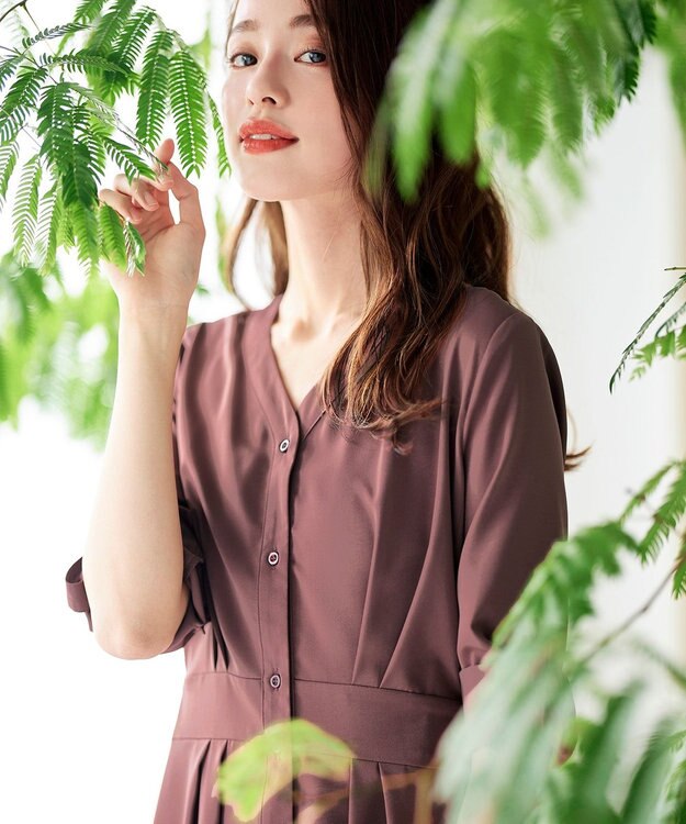 Tiaclasse 【新色追加・洗える】バックリボン前開きワンピース ピンク