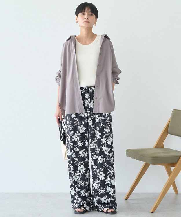 AMERICAN HOLIC 抜け衿スキッパーシャツ Gray Beige