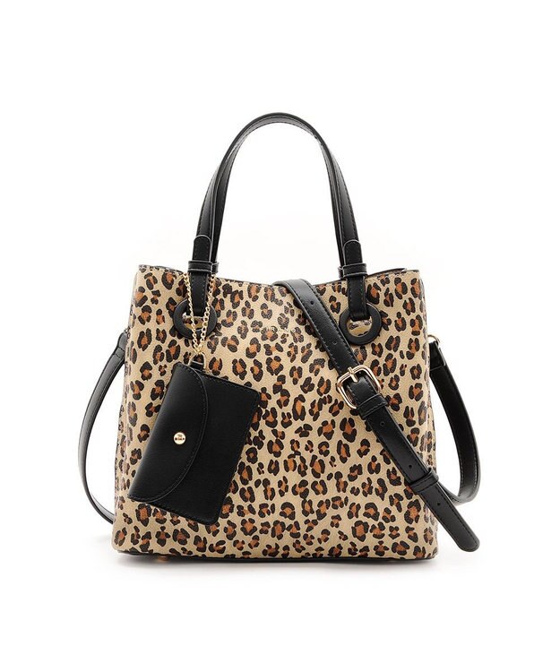 MioFIRANO カジュアルシックレオパードハンドバッグ 2WAY パスケース付き　FIRANO フィラノ BROWN