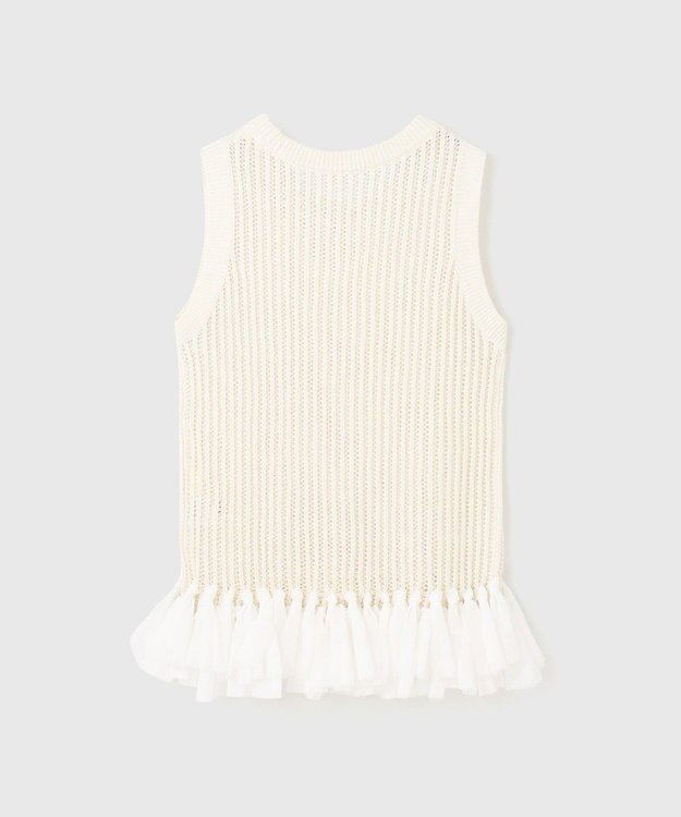 GRACE CONTINENTAL チュールフリンジニットトップ キナリ