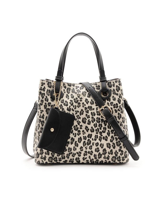 MioFIRANO カジュアルシックレオパードハンドバッグ 2WAY パスケース付き　FIRANO フィラノ BLACK