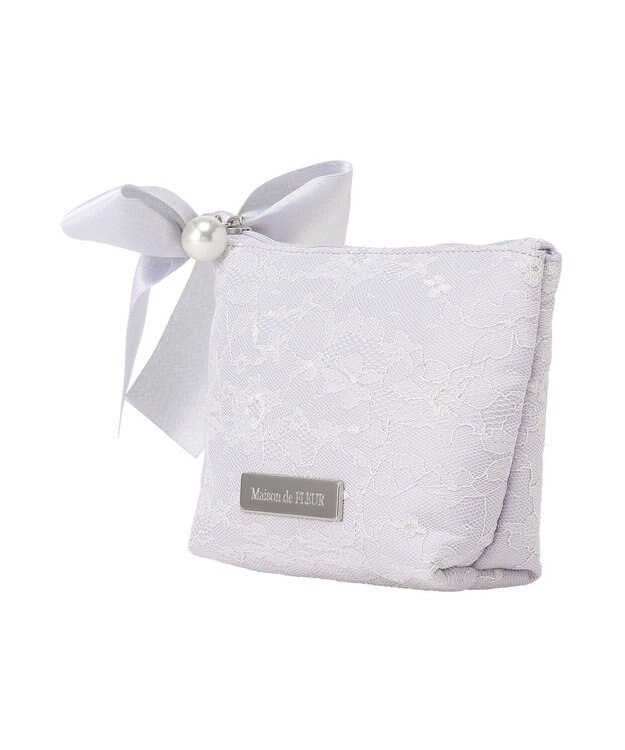 Maison de FLEUR ブルーマニアリボンポーチ Grayish Blue