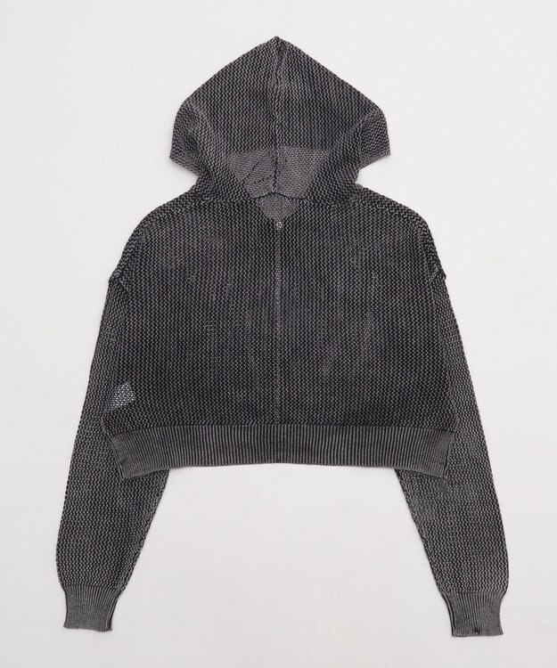 WEGO ヴィンテージウォッシュメッシュパーカー スミクロ