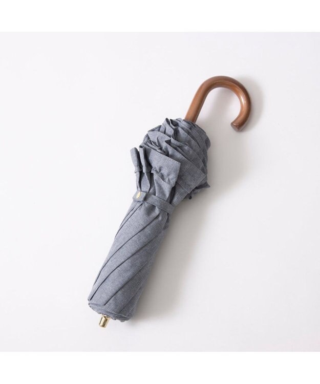 UNBILLION カシュネ cachenez / 【晴雨兼用】【日傘】 シャンプレーフリルトップレス折りたたみ傘 ブルー