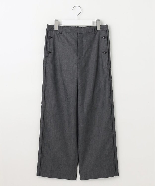 J.PRESS LADIES L 【洗える・防シワ・速乾】ツイルシャンブレー ワイド パンツ ブラックシャンブレー系