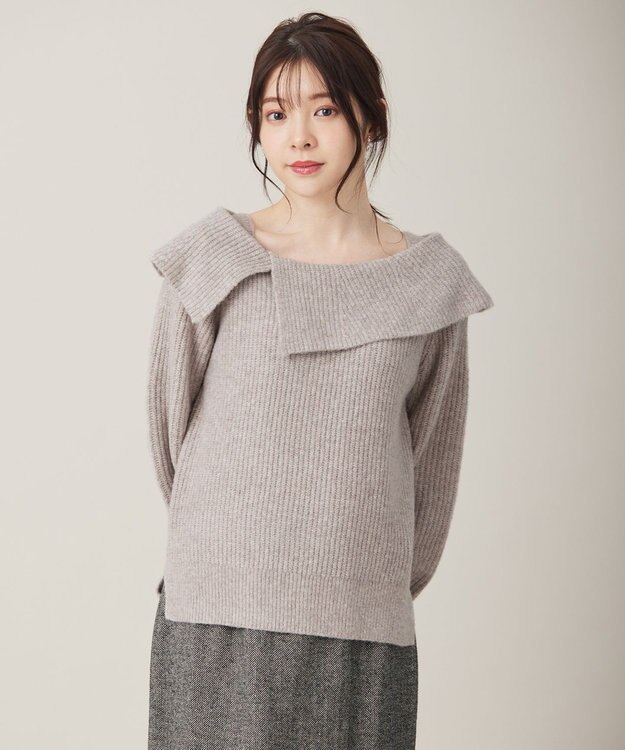 ANY SIS 【洗える】オフショル ニット ライトモカ