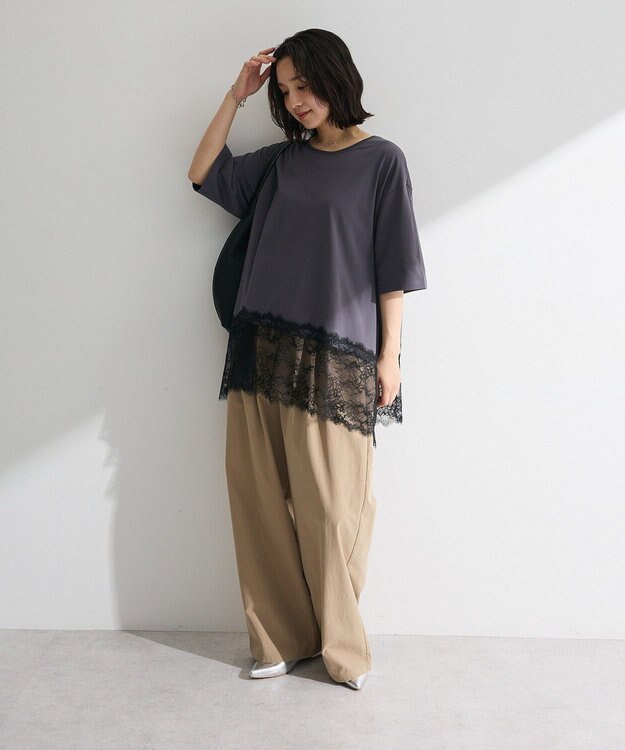 Green Parks 裾イレヘムレースプルオーバー Charcoal Gray
