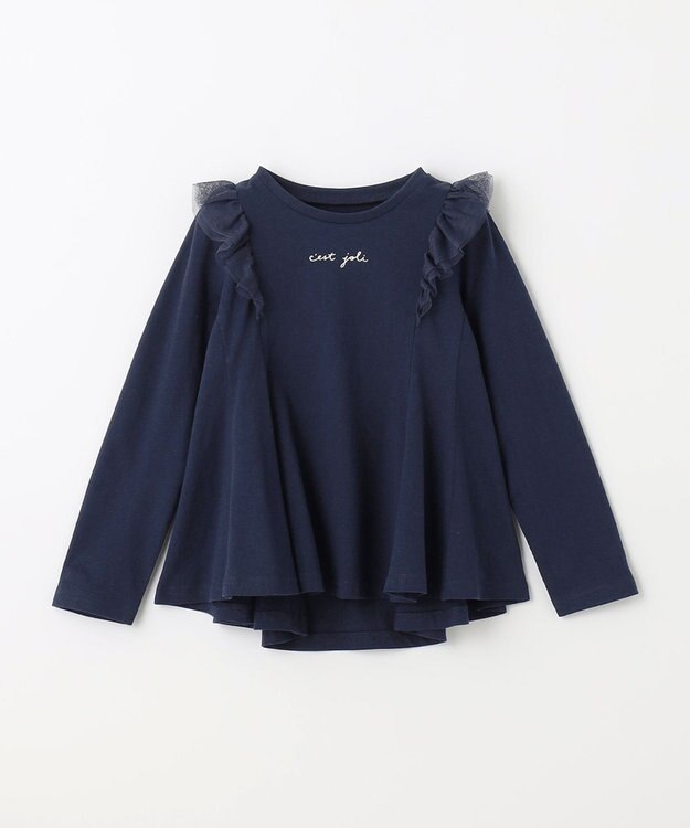 ANY KIDS フレアシルエット 長袖 Tシャツ ネイビー