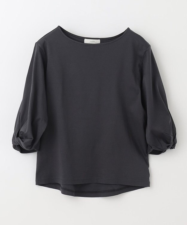 ANY 【接触冷感】シルケットスムース ツイストスリーブトップス チャコール