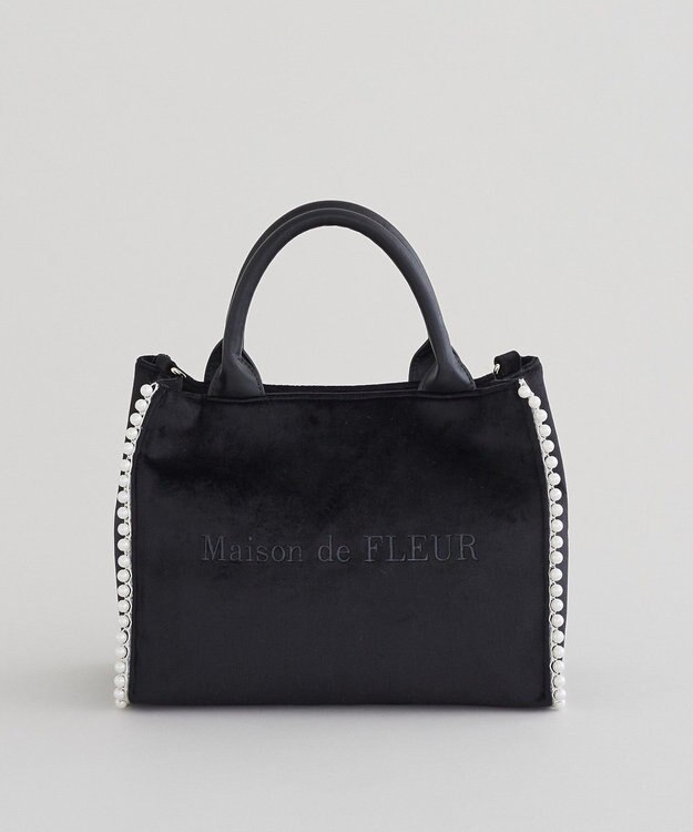Maison de FLEUR ベロア2Wayスクエアトートバッグ Black