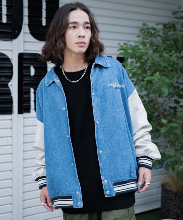 WEGO ヴィンテージスタジャン デニム淡色