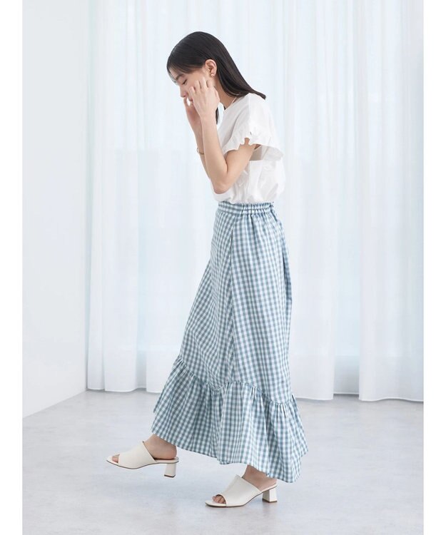 earth music&ecology プレーティング天竺フリルプルオーバー Off White