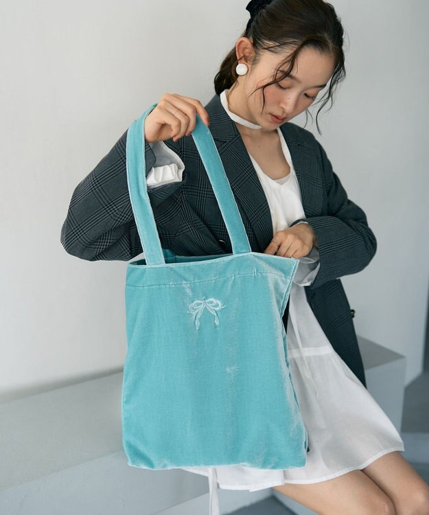 earth music&ecology 【WEB限定】ベロアトートバッグ Mint