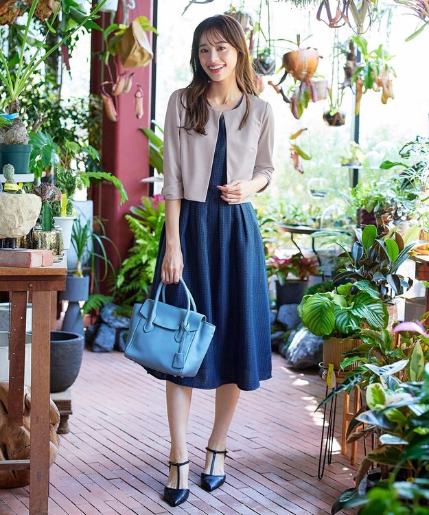 Tiaclasse L 【洗える】袖口リボンカットソーボレロカーディガン グレージュ