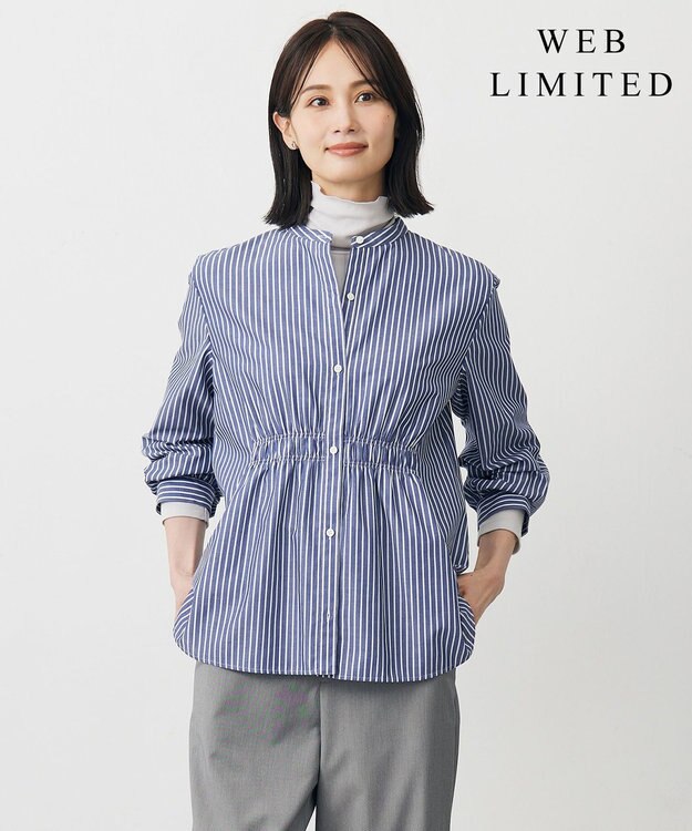 J.PRESS LADIES 【WEB限定】ストライプ シャーリング ブラウス 【WEB限定】ネイビーストライプ系