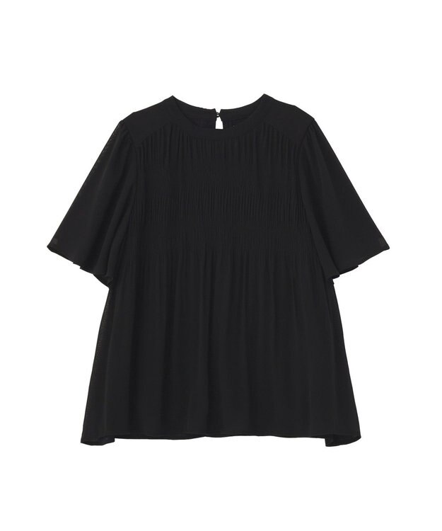 Green Parks マジョリカプリーツショートスリーブブラウス Black