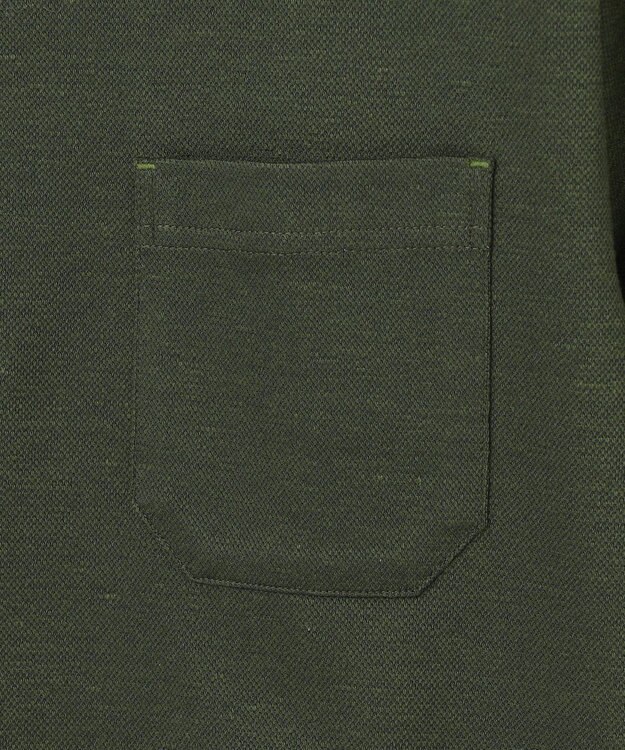 JOSEPH ABBOUD 【リネン素材/清涼感/吸水速乾】リネンハニカム 半袖 ポロシャツ ダークグリーン系