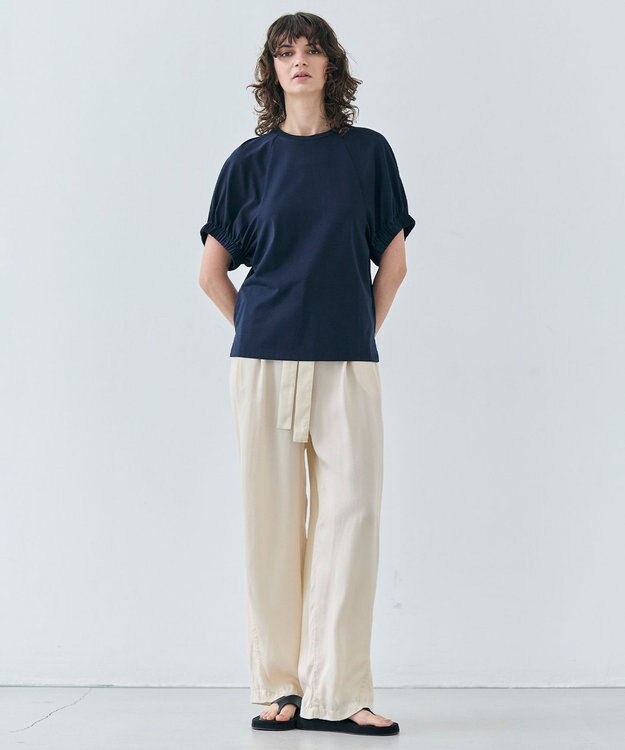 BEIGE， 【洗える・VERY 6月号掲載】PAWPAW / ウエストリボンタックワイドパンツ Meringue