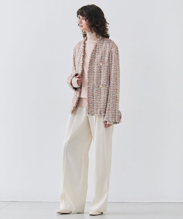 BEIGE， 【Oggi 4月号掲載】TEASEL / オーバーサイズツイードジャケット PINK MIX