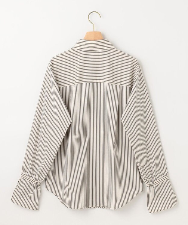 組曲 L コンパクトシャーティング フレア袖シャツ エクリュストライプ系1