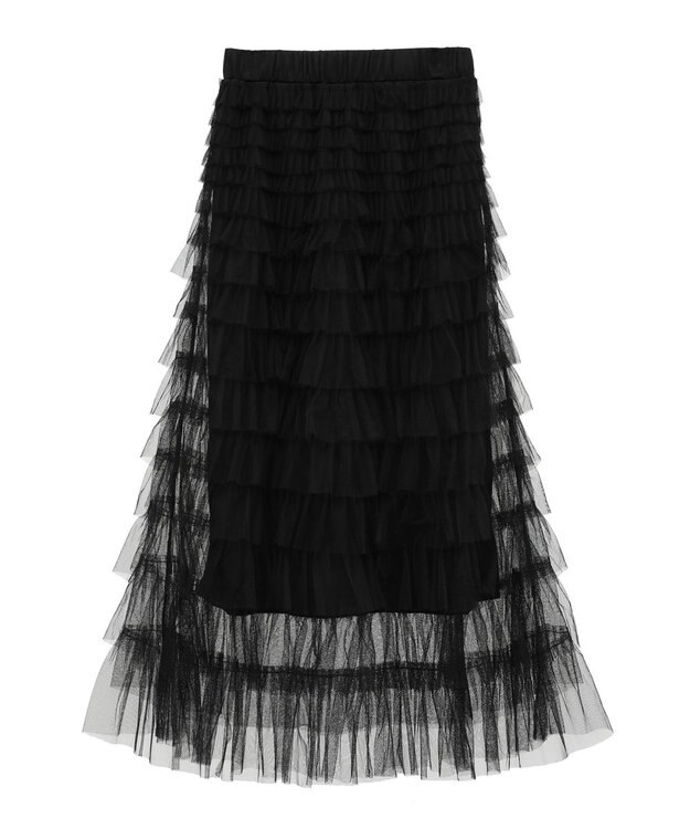 earth music&ecology ティアードフリルチュールスカート Black