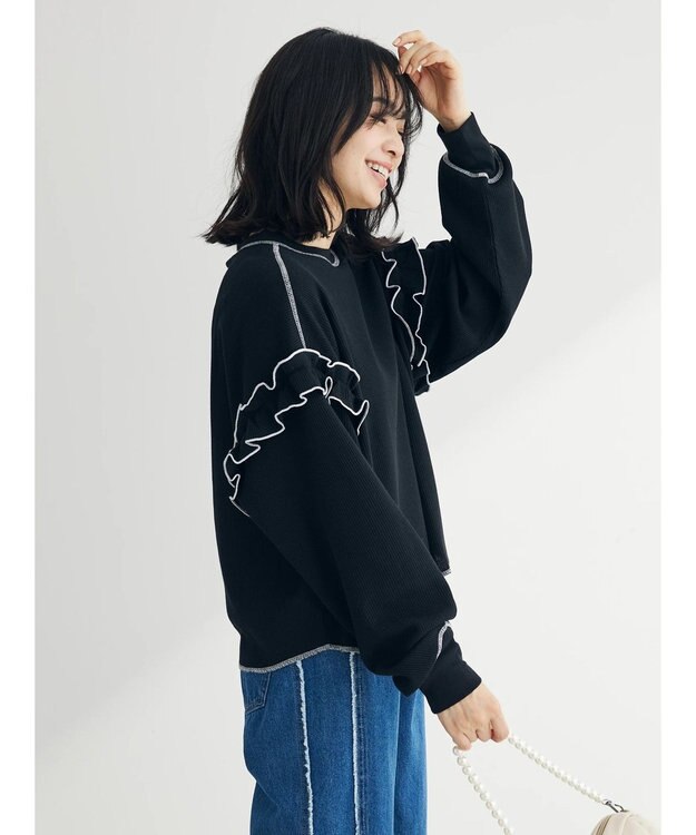 Green Parks ・Ｄｏｕｂｌｅ　Ｆｌａｇｓ　ワッフルカラーｓｔロンＴＥＥ Black