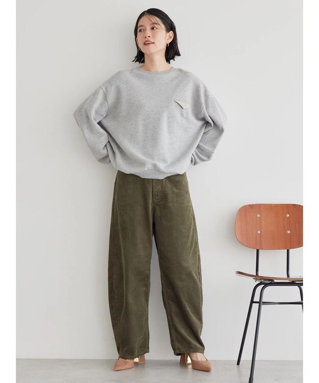 AMERICAN HOLIC ポケット付きバックドレープ裏毛プルオーバー Light Gray Mixture