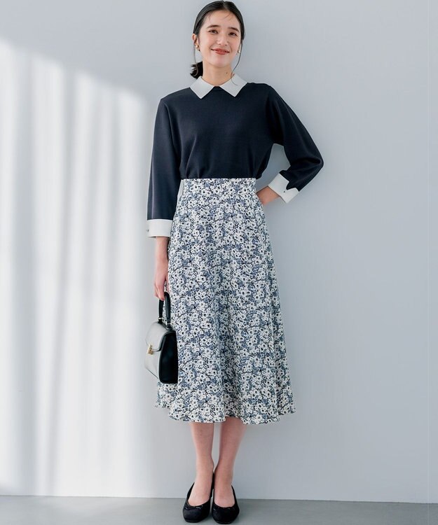 組曲 プランタンプリント フレアスカート ブラック系5