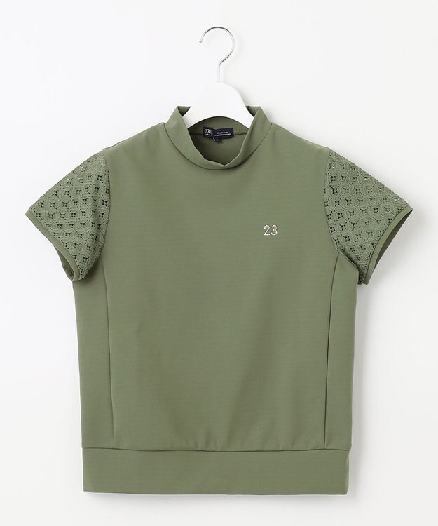 23区GOLF 人気デザインがアップデート！【WOMEN】ライトダンボール 半袖モックネックシャツ カーキ系