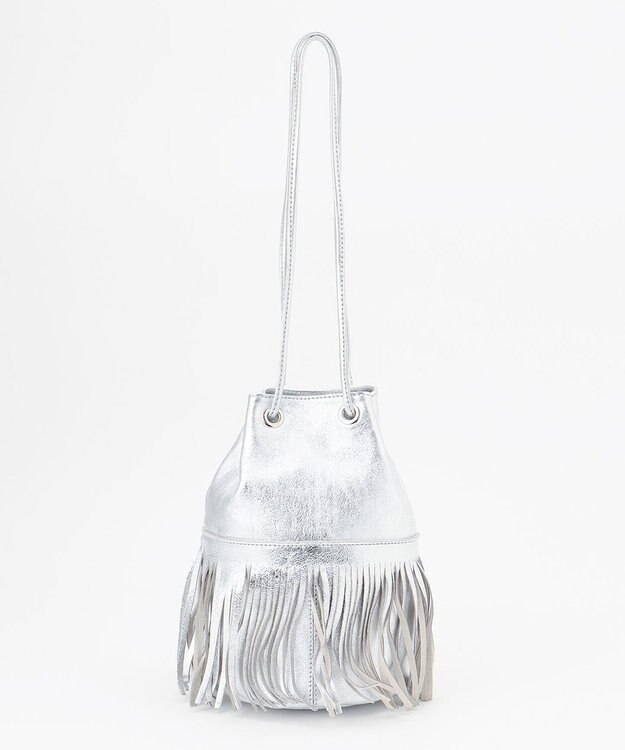 23区 MARCO MASI レザー フリンジ 巾着 バッグ シルバー系