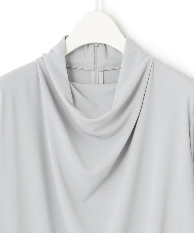 ICB 【洗える】 ジョーゼットスムース ドレープカットソー ライトグレー系