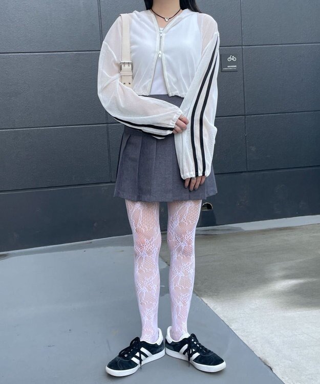 WEGO Wジップラインメッシュパーカー ホワイト