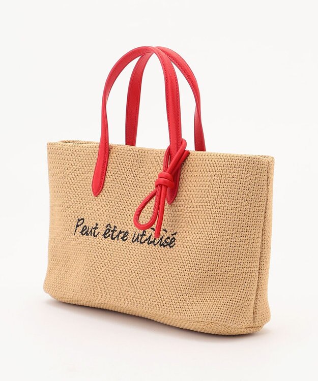 ANY ワイドフェイクラフィアトートバッグ レッド