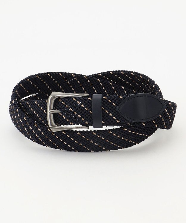 JOSEPH ABBOUD 【キングサイズ・イタリア素材・ストレッチ・日本製】 ストレッチミックスメッシュレジメンタル ベルト ダルブルー系