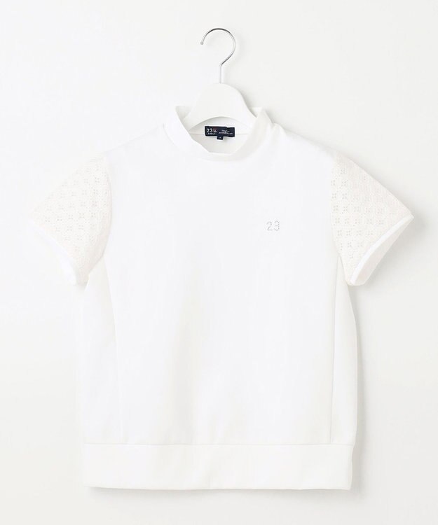 23区GOLF 人気デザインがアップデート！【WOMEN】ライトダンボール 半袖モックネックシャツ ホワイト系