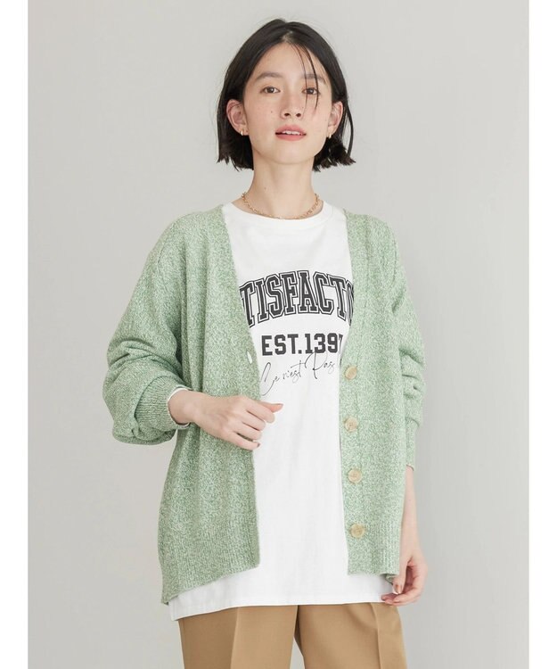 AMERICAN HOLIC ＭＩＸＶネックニットカーディガン Green